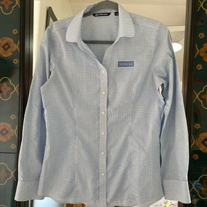 Cutter & Buck button up size M  Silver Oak embroidered blue/white